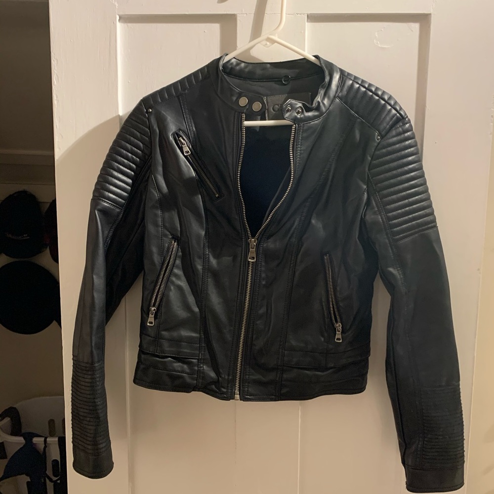 Faux leather biker jacket